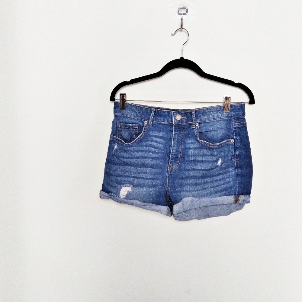 Aeropostale Medium Wash High Waisted Shorty Jean Shorts 10 Short